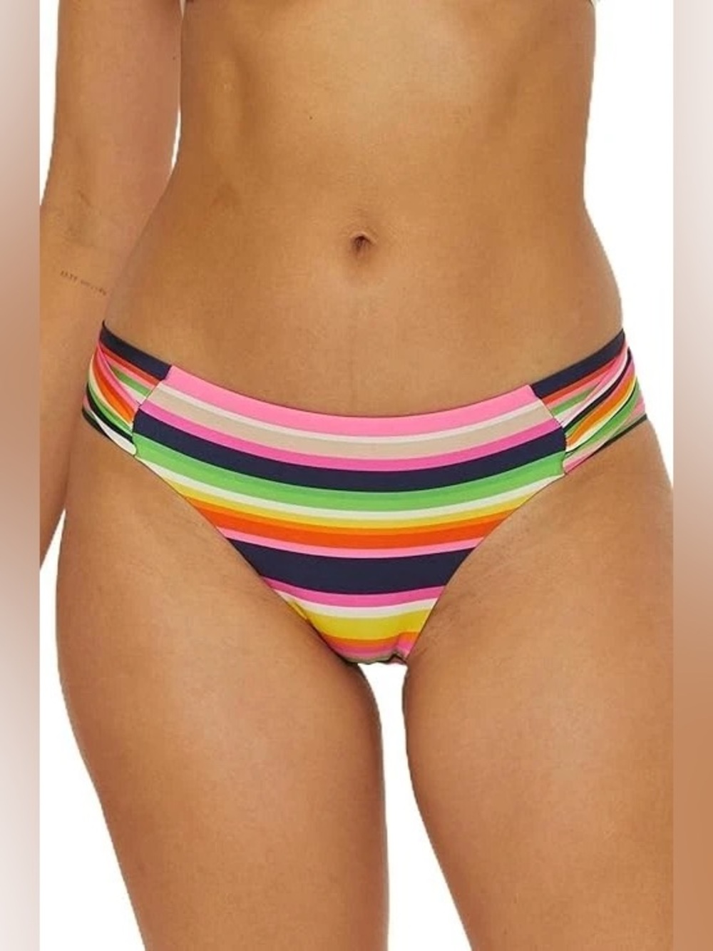 NWT TRINA TURK Multicolor Striped Bikini Bottom with Navy Panels 14